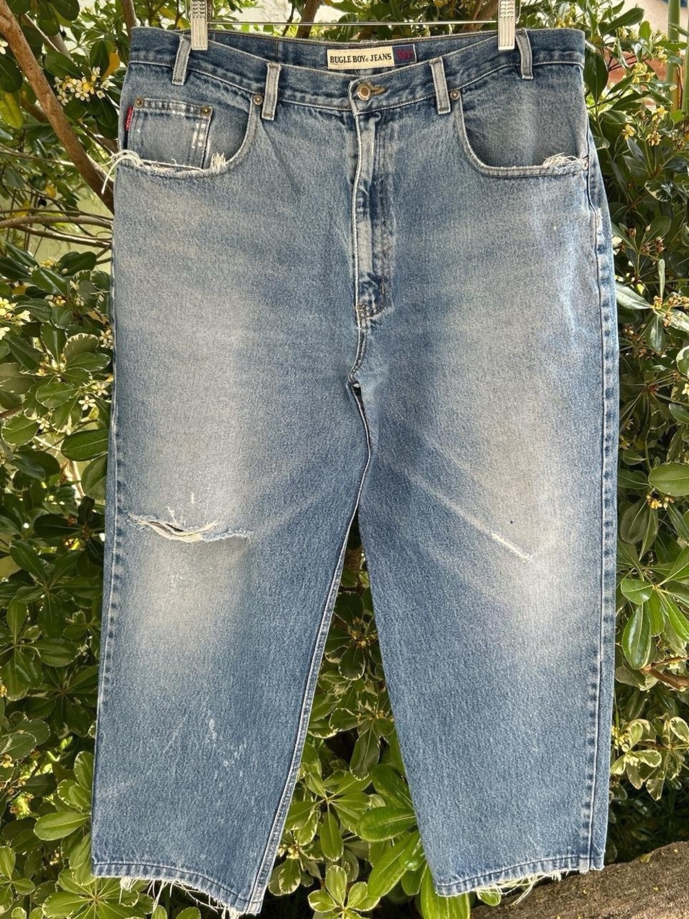 Vintage 90s Bugle Boy Jeans 38x26 Distressed Faded Baggy Denim